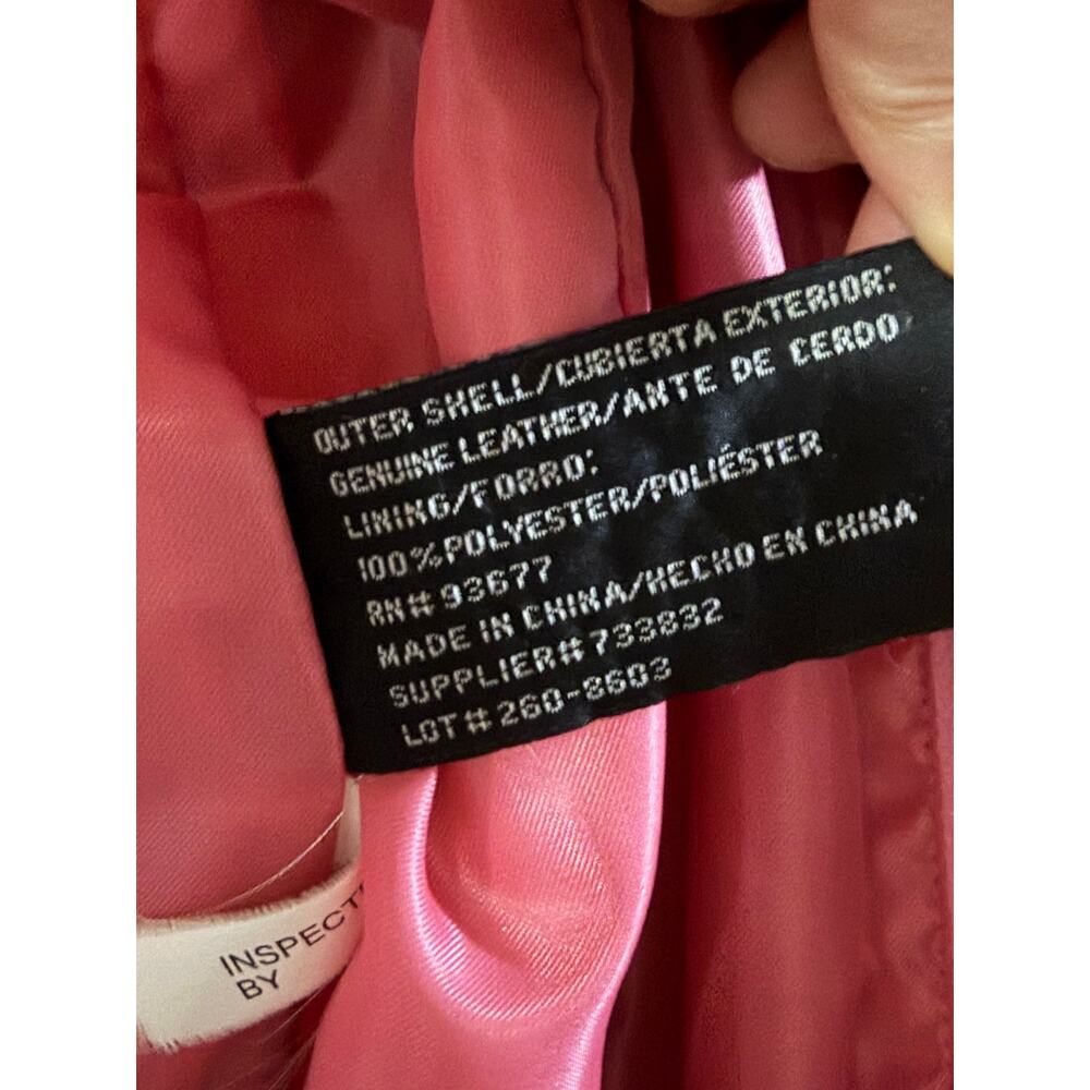 Worthington Vintage Bubblegum Pink Genuine Leather Zip Jacket Womens M - Picture 6 of 9